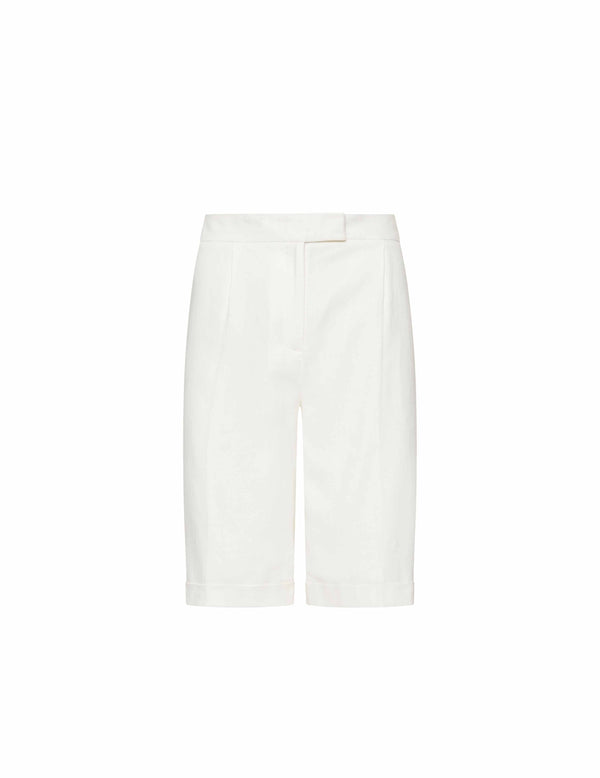 Anne Klein Lined Fly Front Pleat Bermuda- Sale Bright White