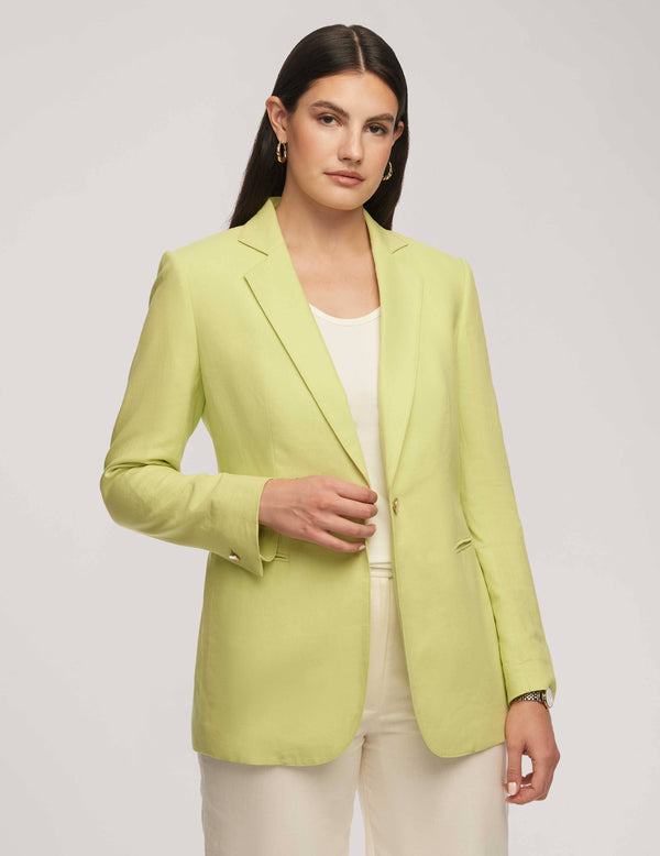Anne Klein Linen One Button Jacket With Notch Collar- Sale Sprout