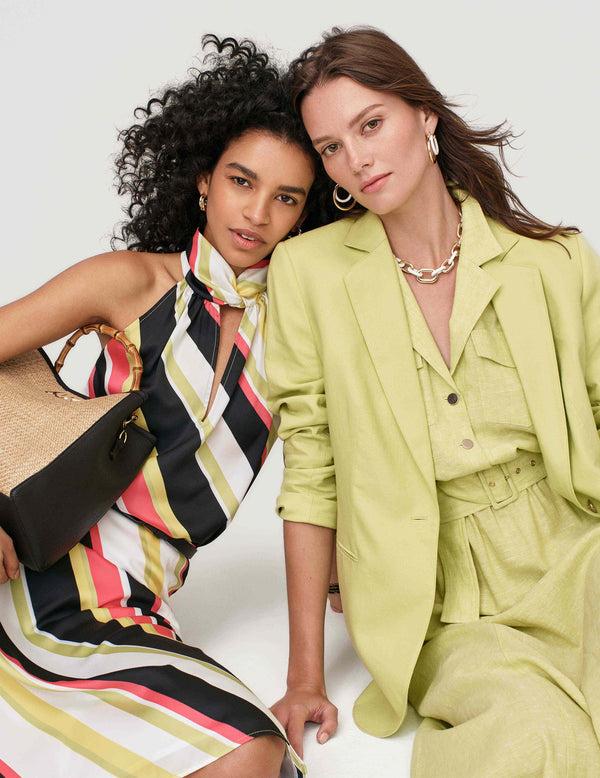 anne klein Linen One Button Jacket With Notch Collar- Sale Sprout