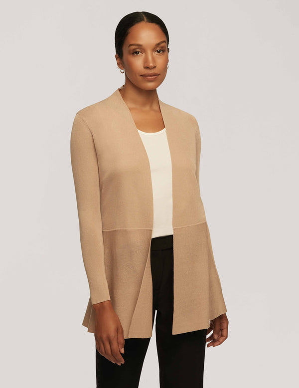 anne klein Long Cardigan With Waist Seam- Sale Latte