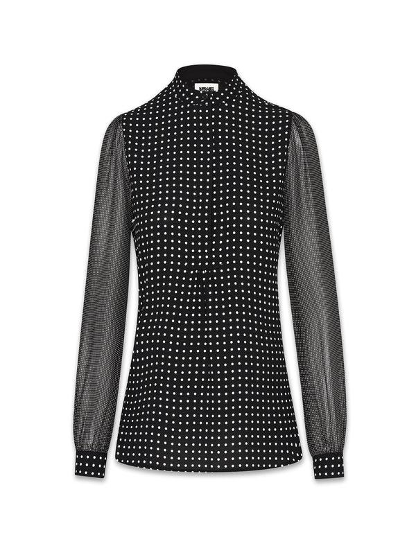 Anne Klein Long Sheer Sleeve Poet Blouse Black/White