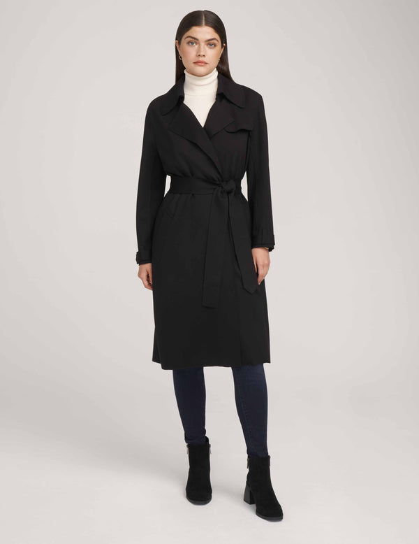 Anne Klein Long Volume Compression Trench Jacket- Sale Anne Black