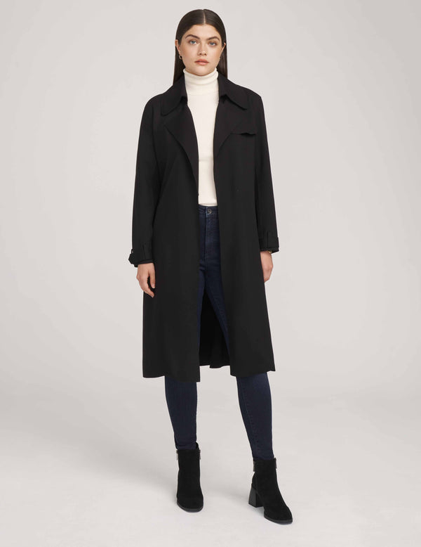 Anne Klein Long Volume Compression Trench Jacket- Sale Anne Black