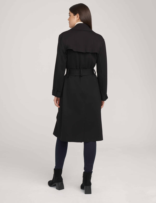 Anne Klein Long Volume Compression Trench Jacket- Sale Anne Black