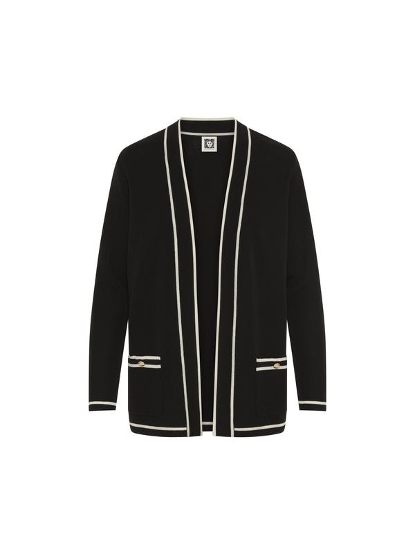 Anne Klein Malibu Cardigan With Tipping Anne Black/ Anne White