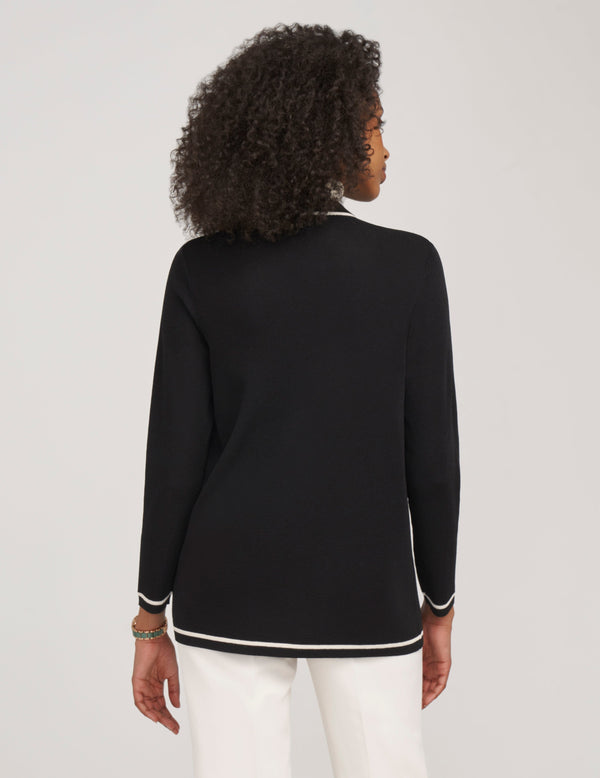Anne Klein Malibu Cardigan With Tipping- Sale Anne Black/ Anne White