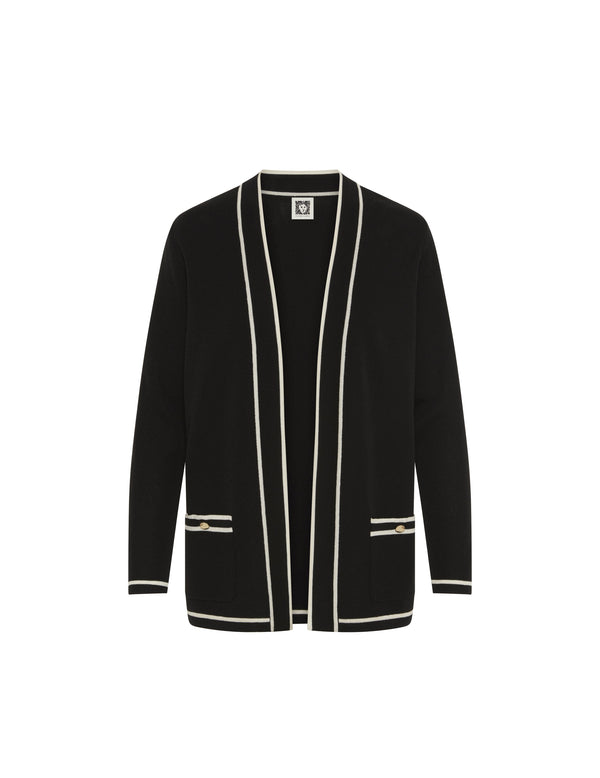 Anne Klein Malibu Cardigan With Tipping- Sale Anne Black/ Anne White