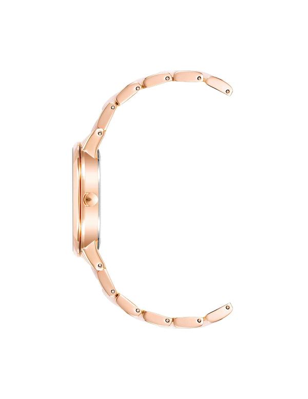 Anne Klein Marbleized Acetate Bracelet Watch Rose Gold-Tone/Iridescent