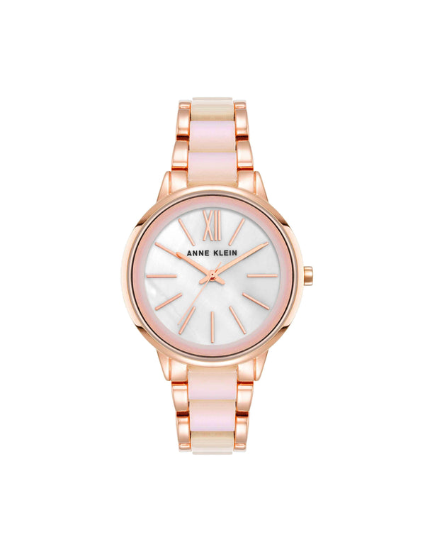anne klein Marbleized Acetate Bracelet Watch Rose Gold-Tone/Iridescent