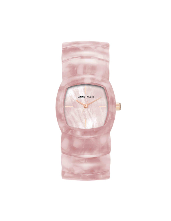 anne klein Marbleized Acetate Expansion Band Watch Rose Gold-Tone/Pink