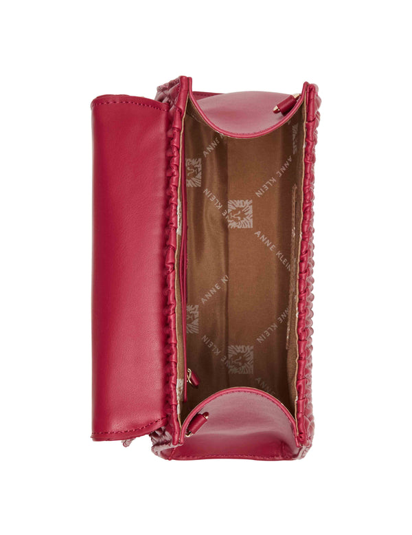 Anne Klein Medium Ruched Flap Top Handle With Convertible Strap
