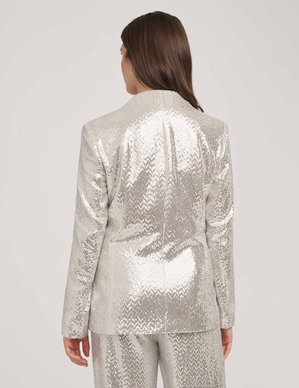 Anne Klein Metallic Heatset Knit Cardigan Jacket- Sale Lt Latte/Silver