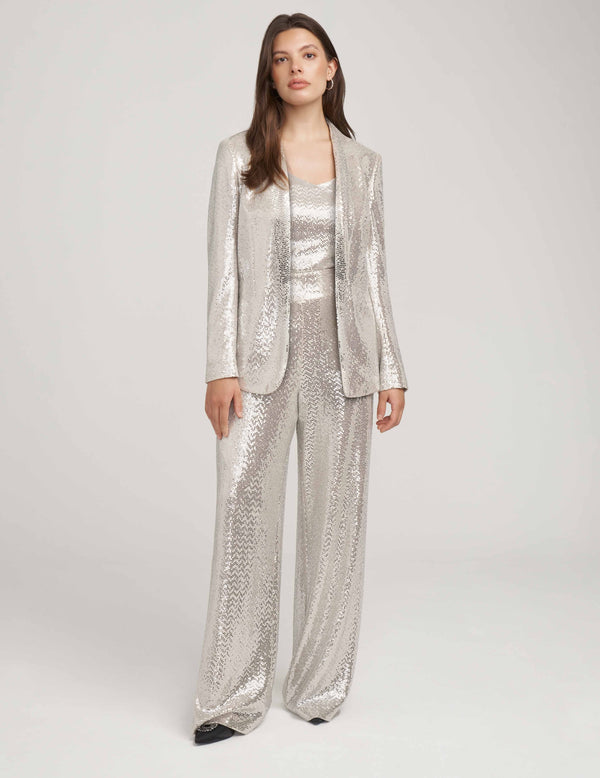 anne klein Metallic Heatset Knit Cardigan Jacket- Sale Lt Latte/Silver