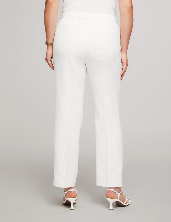 Anne Klein Metallic Tweed Side Zip Pant White/Silver
