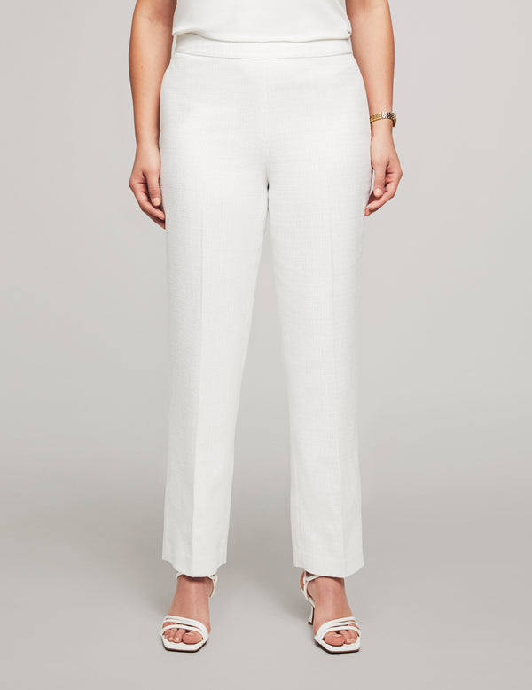 anne klein Metallic Tweed Side Zip Pant White/Silver