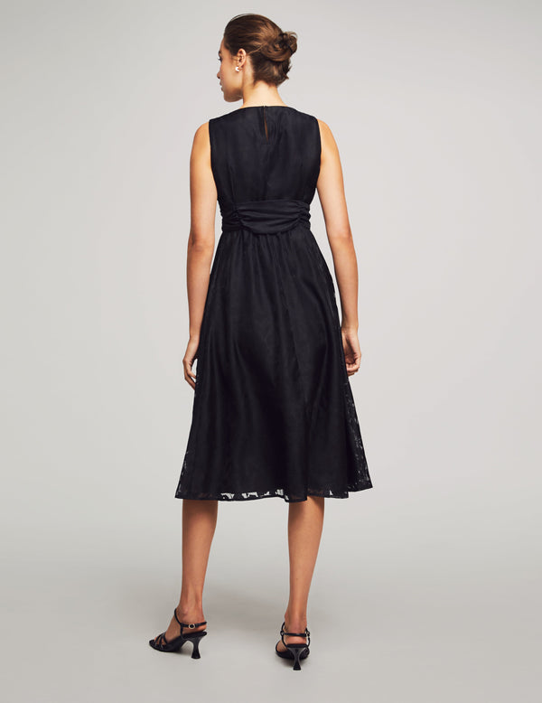 Anne Klein Midi Dress With Attached Sash- Sale Anne Black