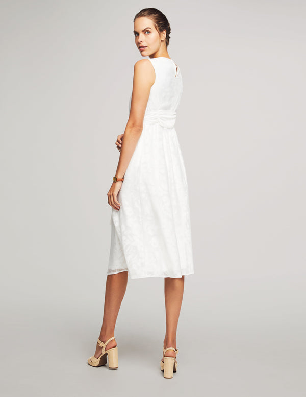 Anne Klein Midi Dress With Attached Sash- Sale Bright White