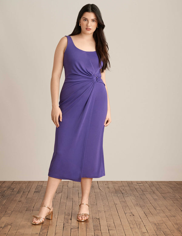 Anne Klein Midi Dress With Ring Hardware Passion Purple