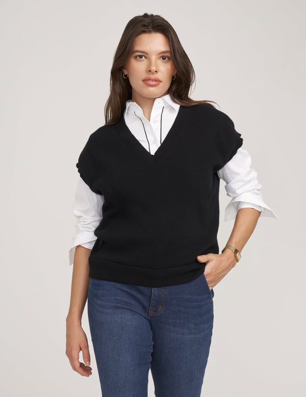 Anne Klein Milano Stitch Sweater Vest- Sale Anne Black