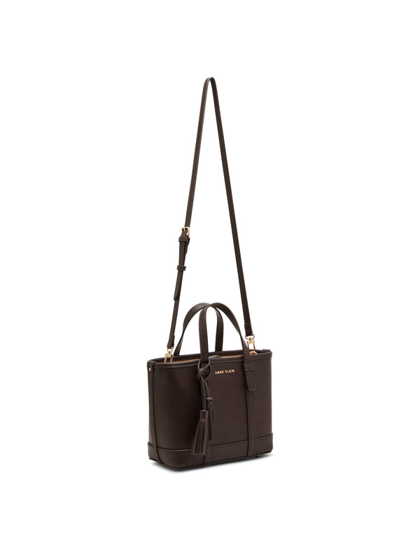 Anne Klein Mini Tote With Pouch And Tassel Espresso