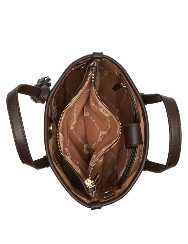 Anne Klein Mini Tote With Pouch And Tassel Espresso