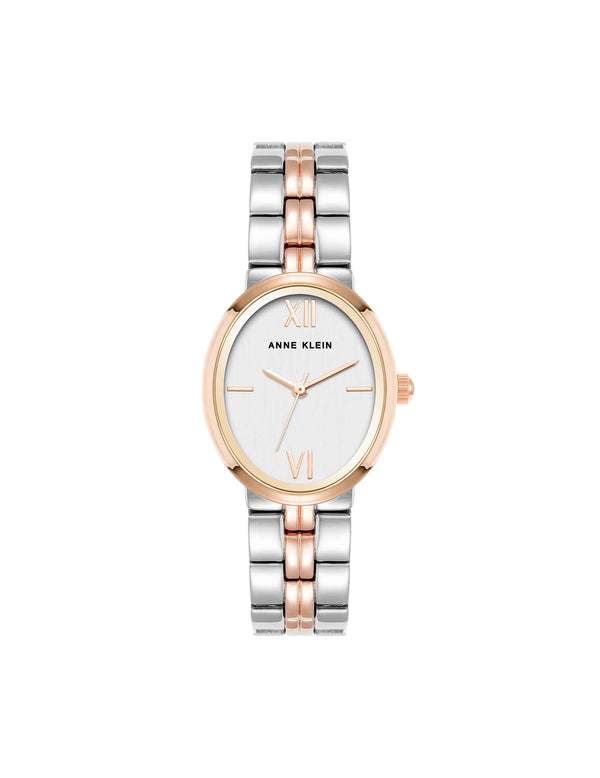 anne klein Minimalist Oval Case Watch Silver-Tone/Rose Gold-Tone
