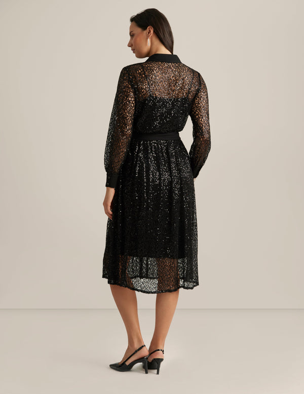 Anne Klein Mixed Media A-Line Shirt Dress Anne Black