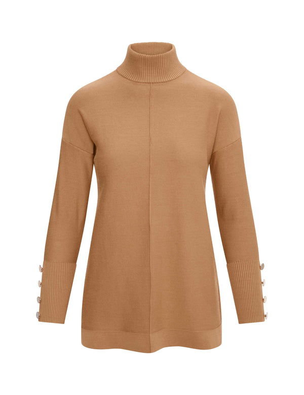 Anne Klein Mock Neck Elbow Sleeve Sweater- Sale Vicuna