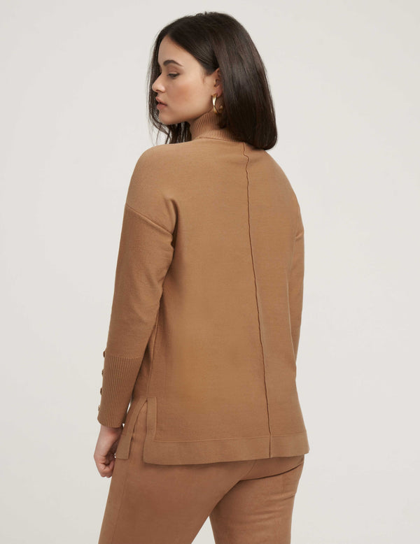 Anne Klein Mock Neck Elbow Sleeve Sweater- Sale Vicuna