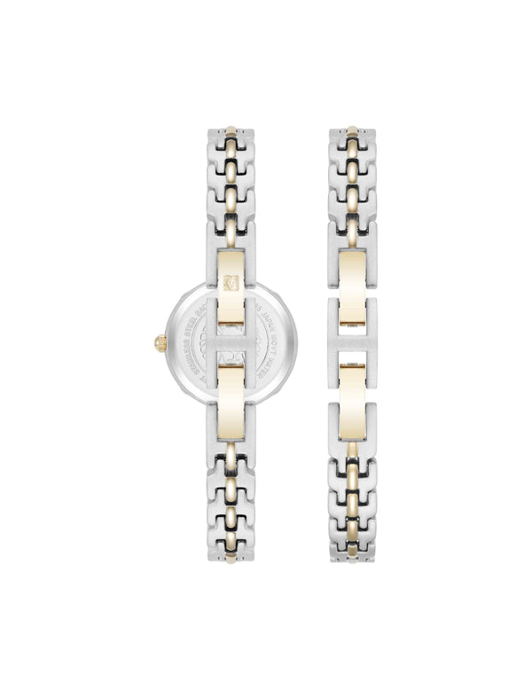 Anne Klein Modern Easy To Read Dial Bracelet Watch Set Silver-Tone/Gold-Tone
