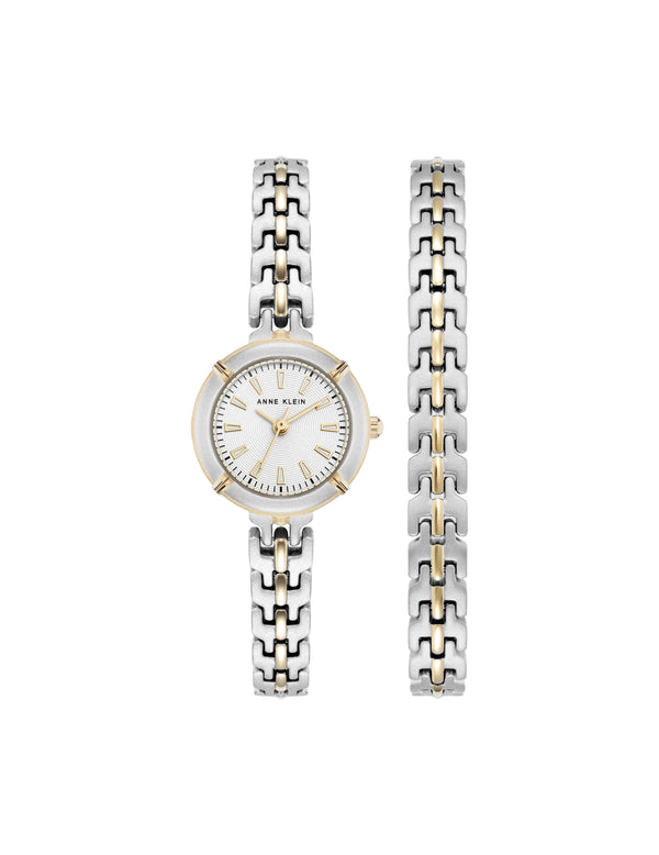 anne klein Modern Easy To Read Dial Bracelet Watch Set Silver-Tone/Gold-Tone