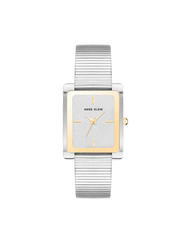 anne klein Modern Rectangular Stainless Steel Bracelet Watch Silver-Tone/Gold-Tone