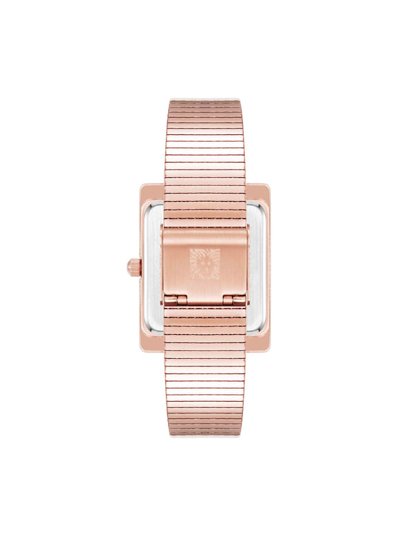 Anne Klein Modern Rectangular Stainless Steel Bracelet Watch Blush Pink/Rose Gold-Tone