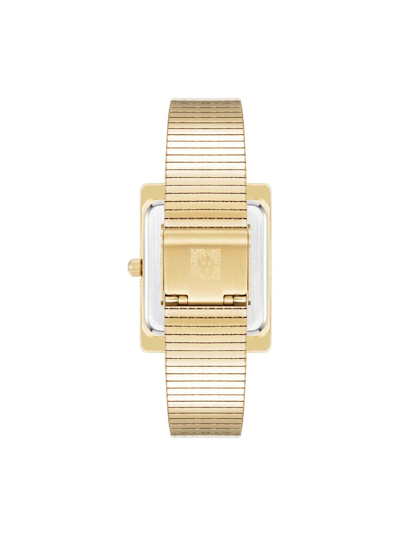 Anne Klein Modern Rectangular Stainless Steel Bracelet Watch Black/Gold-Tone