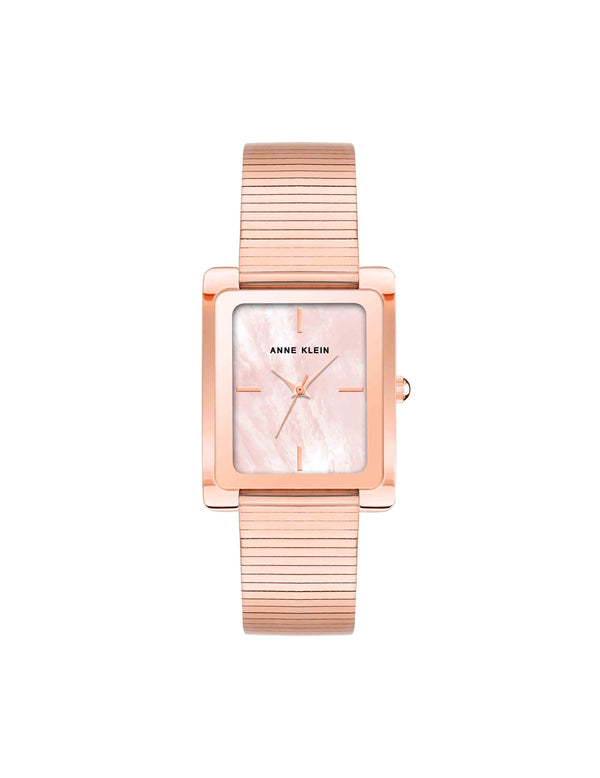 anne klein Modern Rectangular Stainless Steel Bracelet Watch Blush Pink/Rose Gold-Tone