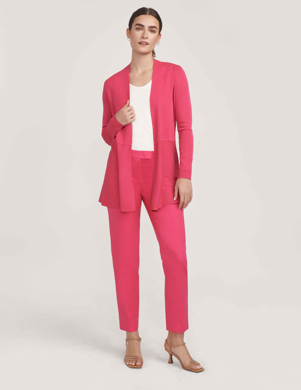 Anne Klein Monterey Long Waist Seam Cardigan- Sale Pink Pansy