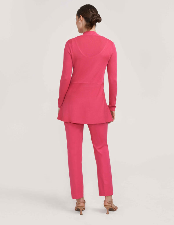 Anne Klein Monterey Long Waist Seam Cardigan- Sale Pink Pansy