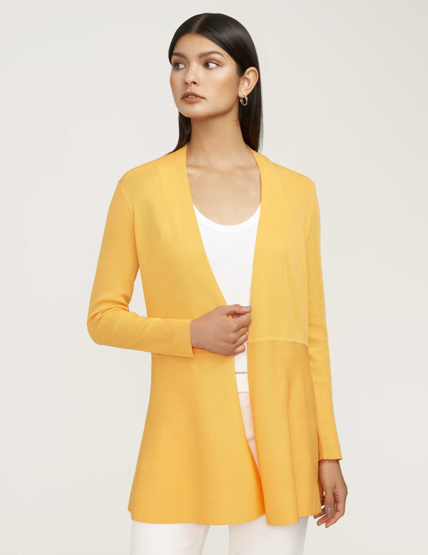 Anne Klein Monterey Long Waist Seamed Cardigan- Sale Mondrian Yellow