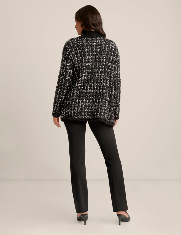 Anne Klein Multi Stitch Patch Pocket Cardigan Anne Black Multi