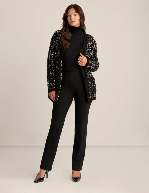 anne klein Multi Stitch Patch Pocket Cardigan Anne Black Multi