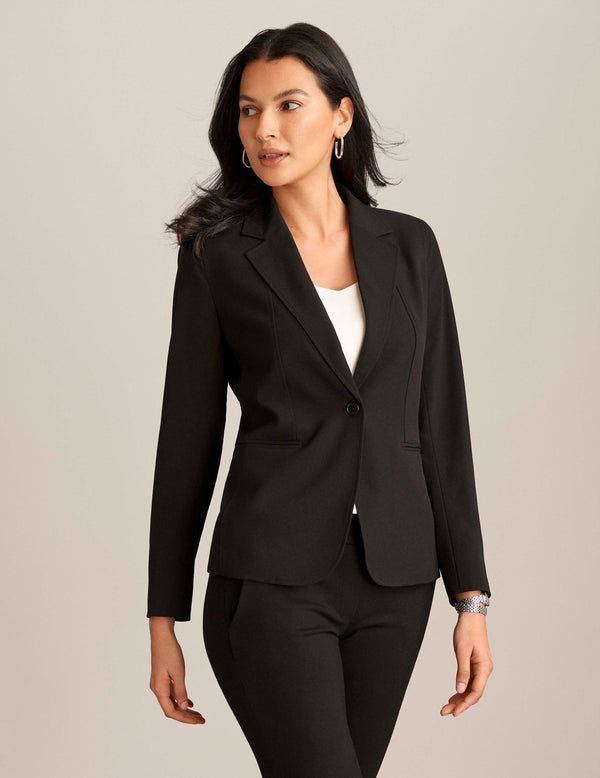 Anne Klein Notch Collar Blazer With Princess Seam Anne Black