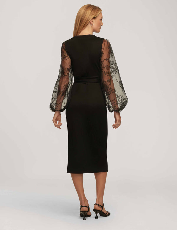 Anne Klein Novelty Balloon Sleeve Midi Dress- Sale Anne Black