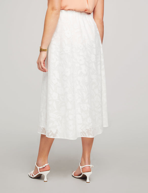 Anne Klein Novelty Pull On Shirred Waistband Skirt- Sale Bright White