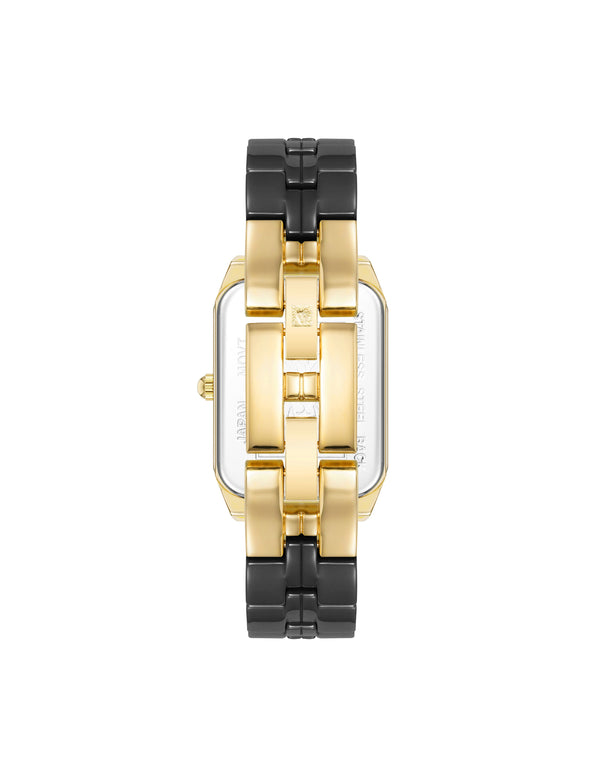 Anne Klein Octagonal Ceramic Diamond Dial Watch Gold-Tone/ Black