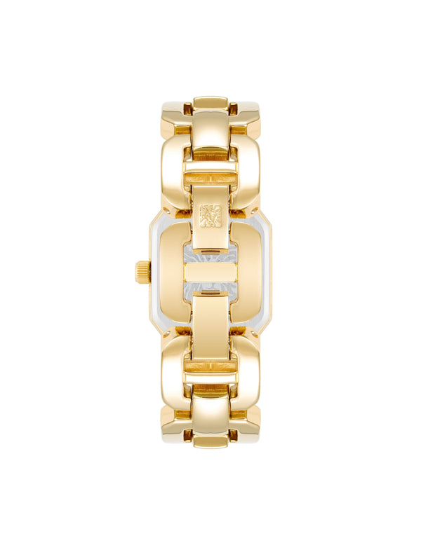 Anne Klein Octagonal Link Bracelet Watch Black/Gold-Tone