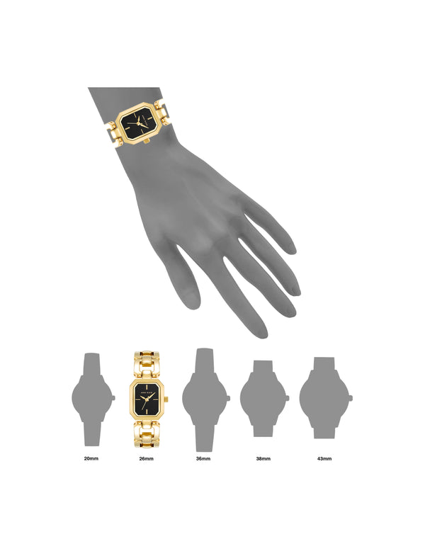 Anne Klein Octagonal Link Bracelet Watch Black/Gold-Tone