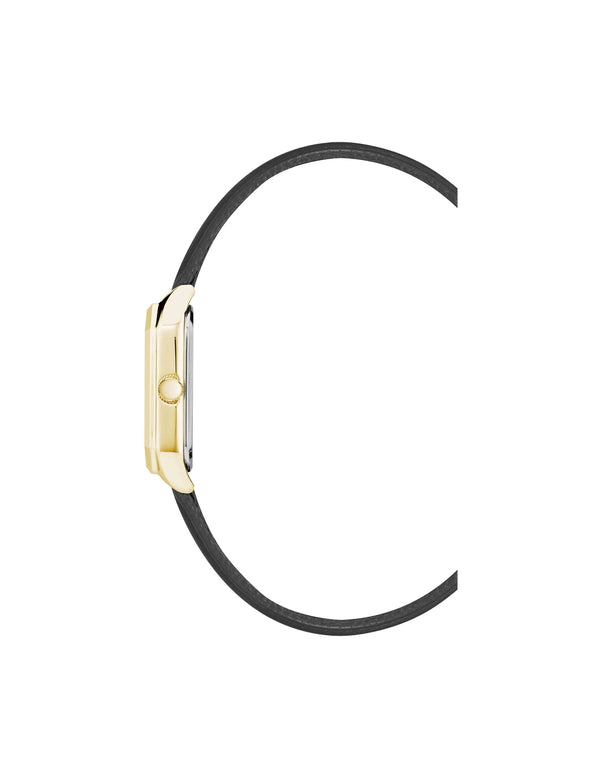 Anne Klein Octagonal Shaped Leather Strap Watch Black/Green/Gold-Tone