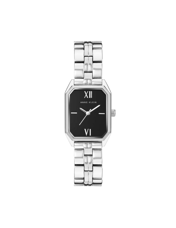 Anne Klein Octagonal Shaped Metal Bracelet Watch Black&Silver-Tone