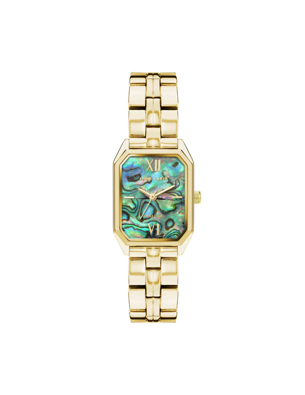 anne klein Octagonal Shaped Metal Bracelet Watch Gold-Tone/Abalone