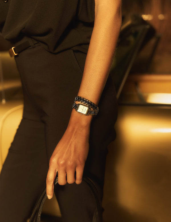 Anne Klein Octagonal Watch And Bracelet Set Gold-Tone/Black